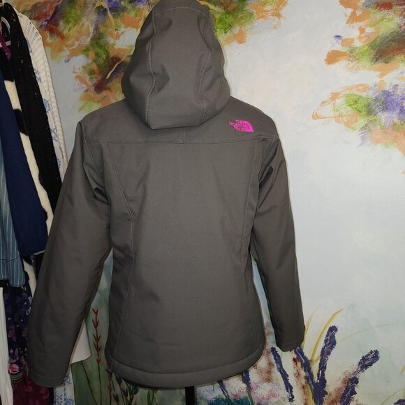 The North Face Girls Gray Hooded Jacket With Pink Accents - Picture 5 of 10